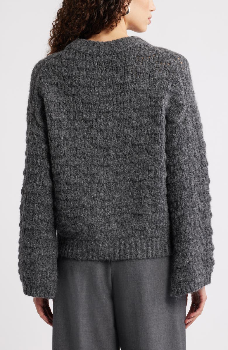 Nordstrom Open Stitch Crewneck Sweater, Alternate, color, Grey Dark Charcoal Heather