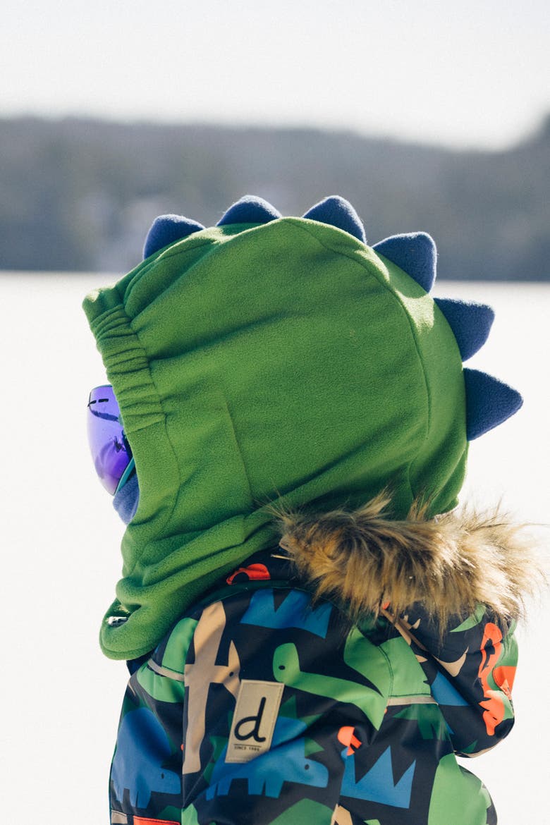 Oversized Dino Polar Fleece Ski Helmet Balaclava, Alternate, color, Flash Green