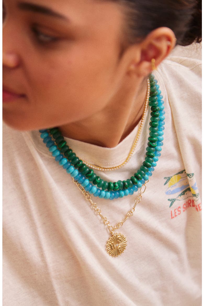 Joyce Semiprecious Stone Beaded Necklace, Alternate, color, GREEN