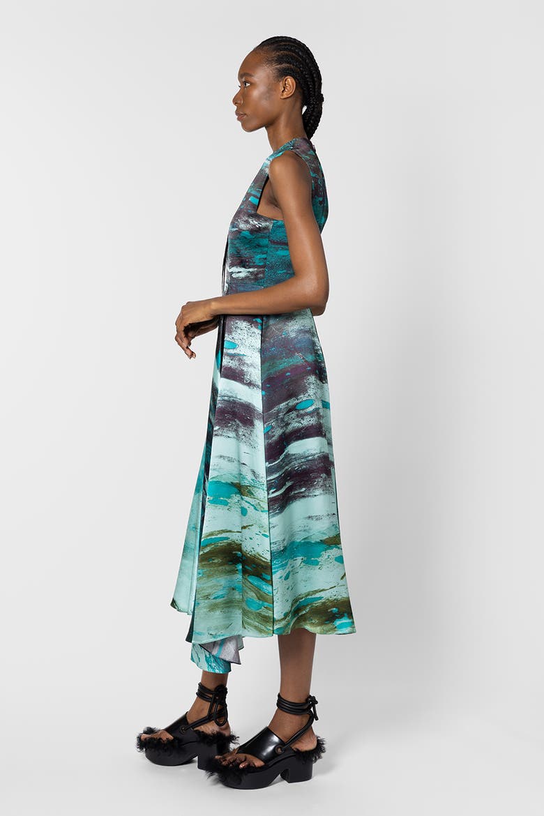 Tera Printed Midi Dress, Alternate, color, Brush Teal / Mint