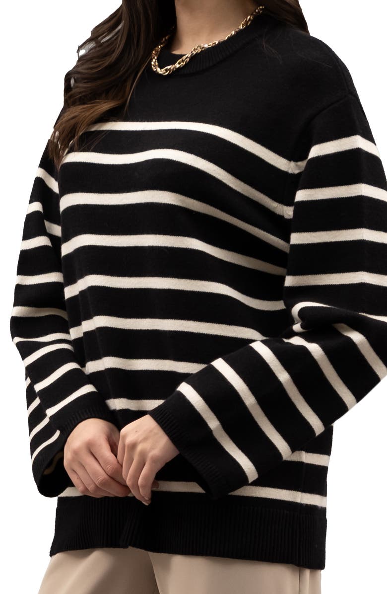 Blu Pepper Stripe Knit Pullover, Alternate, color, Black