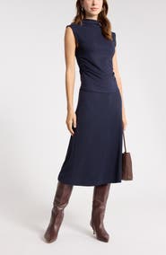 NORDSTROM RACK Sleeveless Ruched Mock Neck Top