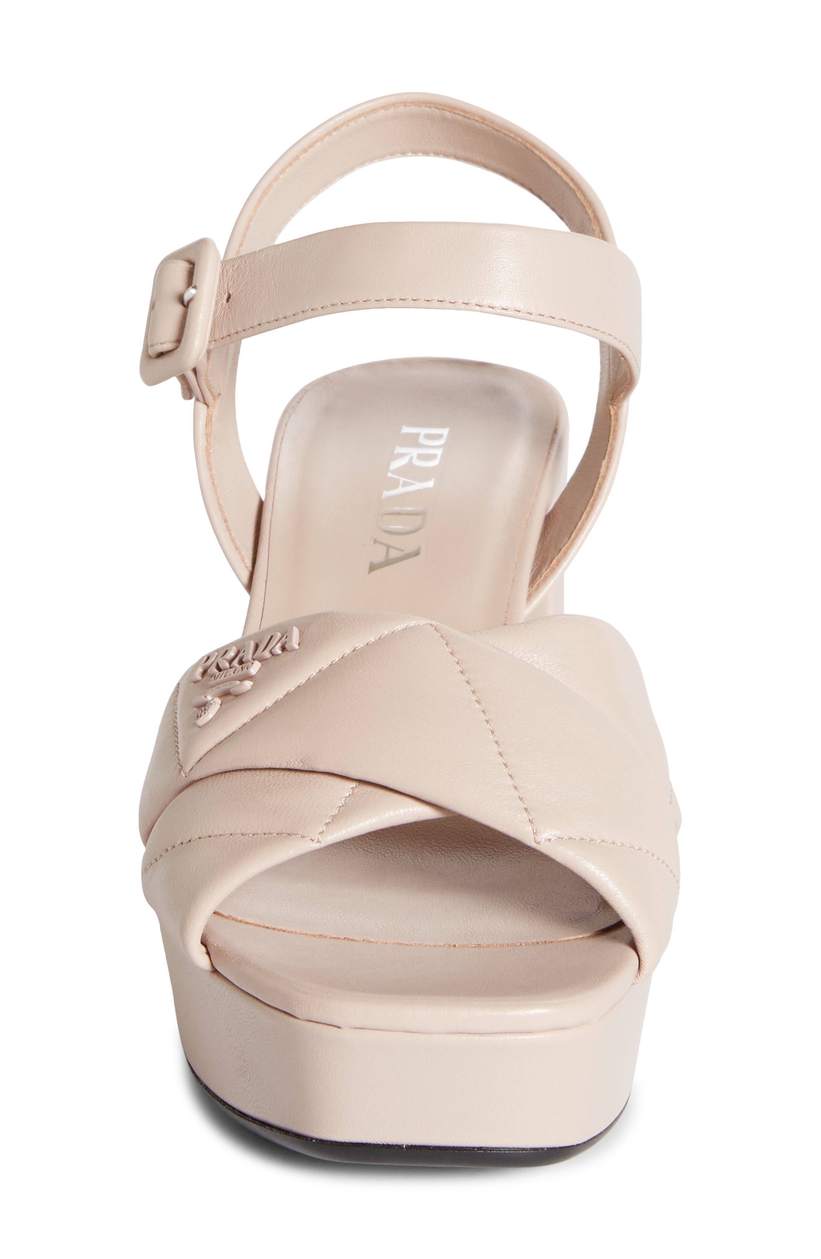 Prada Diagram Quilted Leather Platform Sandal, Alternate, color, Light Pink
