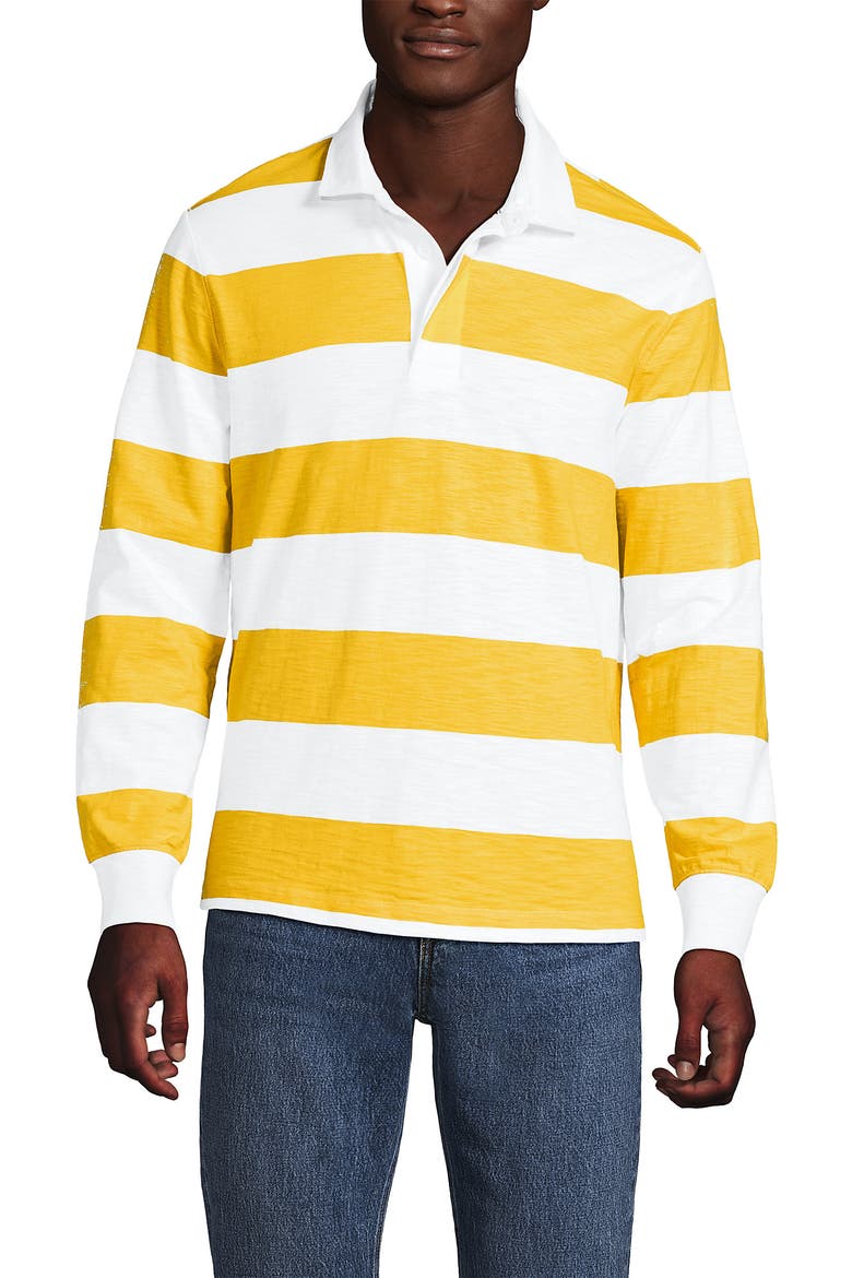 Long Sleeve Textured Rugby Polo, Main, color, Goldenrod/White Stripe