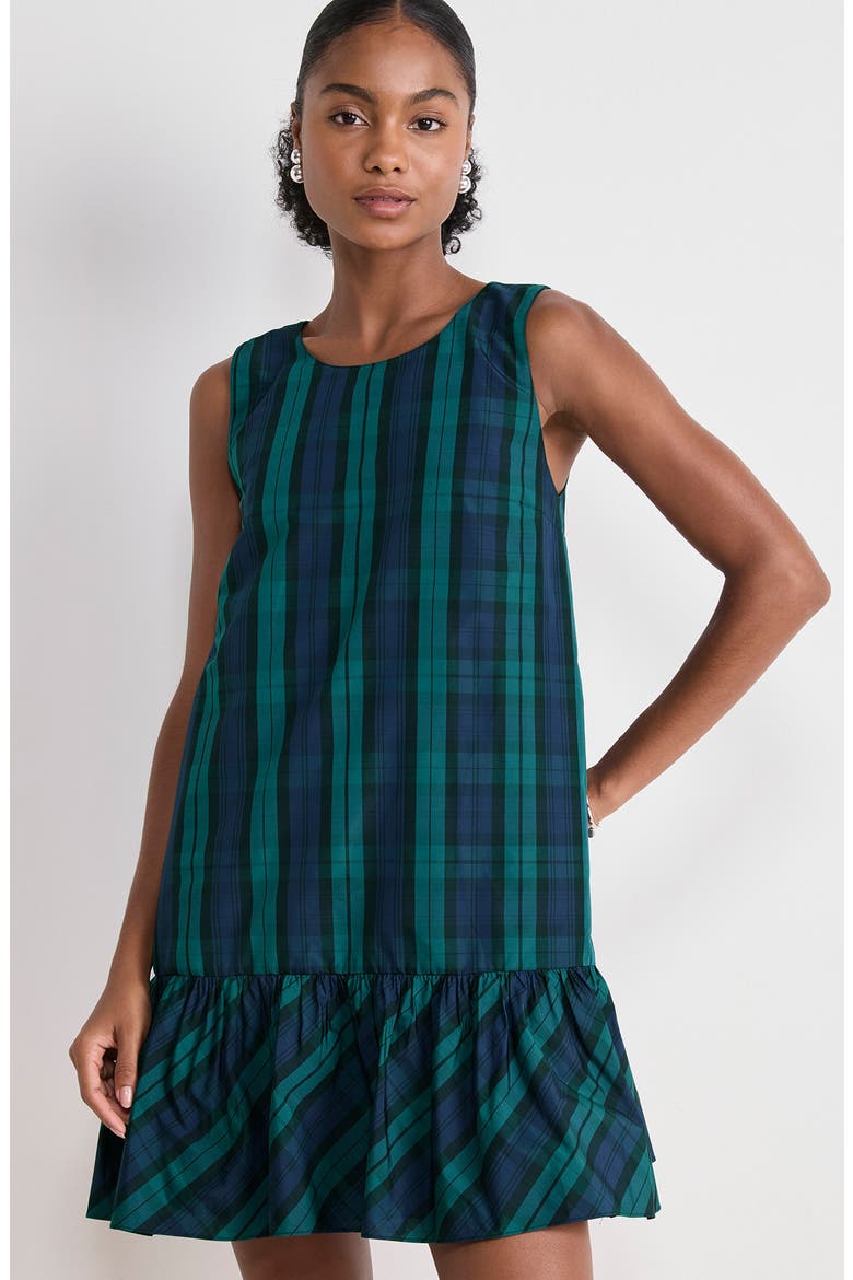 Jody Plaid Sleeveless Ruffle Hem Dress, Alternate, color, YULETIDE BLACKWATCH