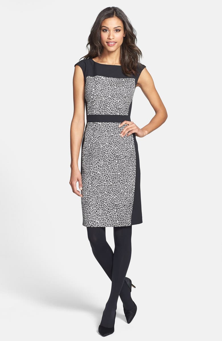 Adrianna Papell Crackle Print Sheath Dress, Alternate, color,