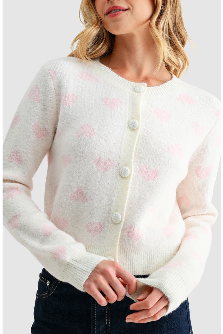 Heart Jacquard Cardigan, Alternate, color, WHITE PINK