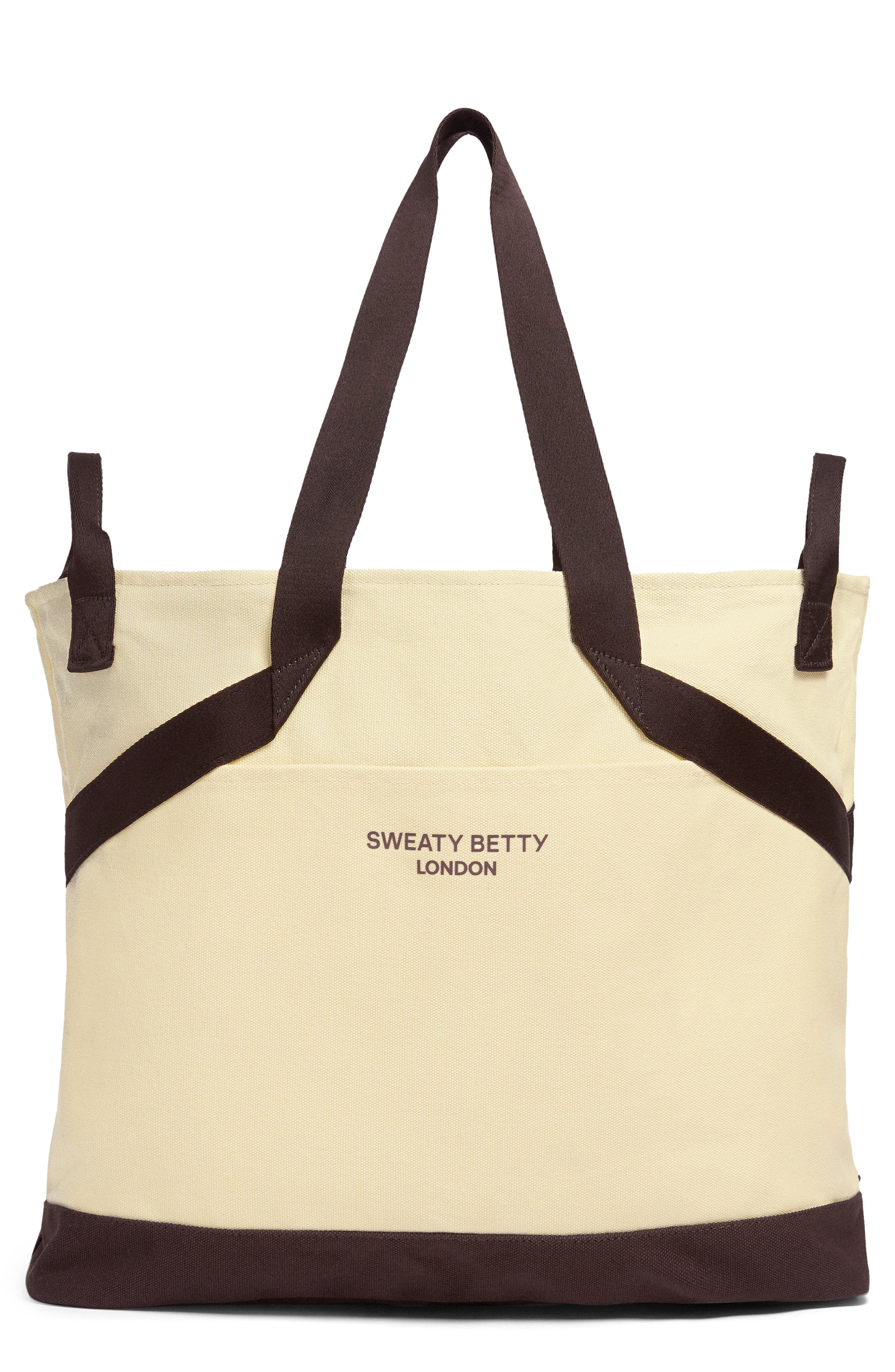Sweaty Betty London Cotton Canvas Tote, Main, color, Buttercream Yellow