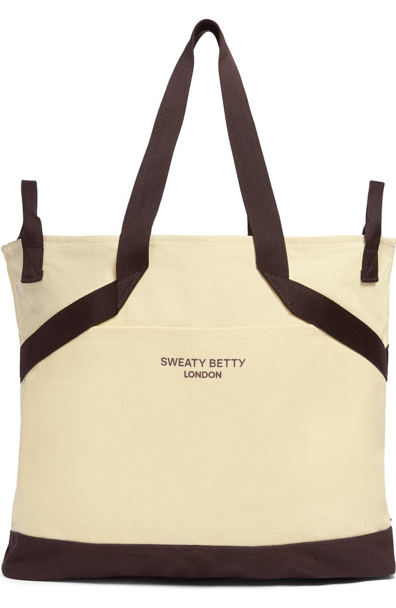 Sweaty Betty London Cotton Canvas Tote, Main, color, Buttercream Yellow