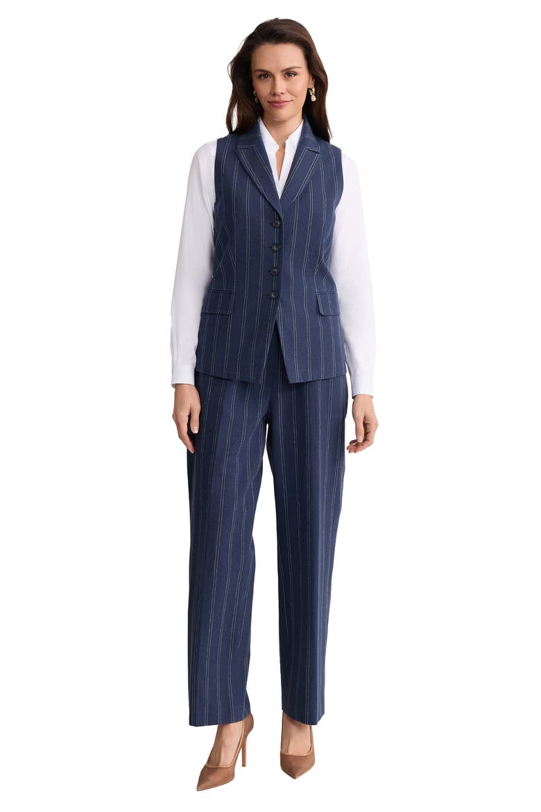 Pinstripe Linen & Cotton Vest, Alternate, color, PACIFIC NAVY/ NATURAL WHITE