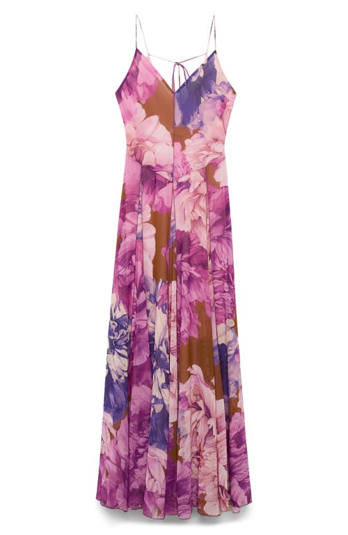 Mango Floral Print Sleeveless Godet Maxi Dress In Multi
