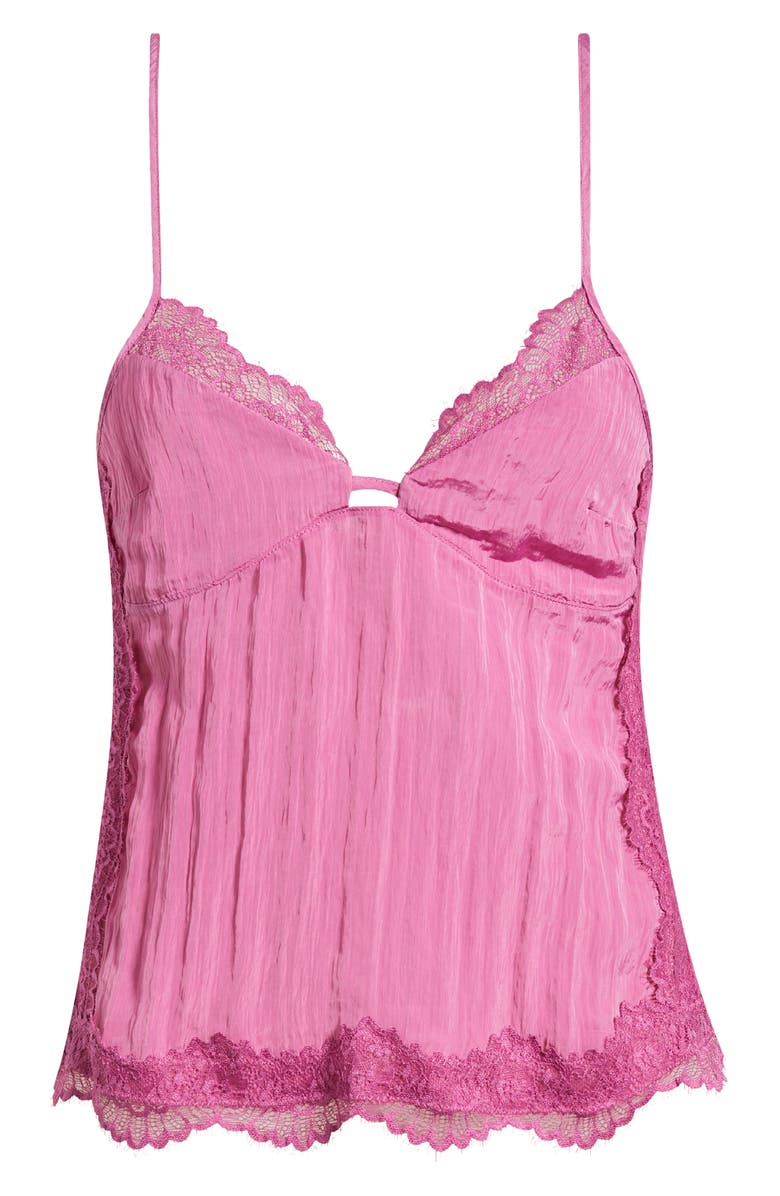 Free People Eye Candy Open Back Lace Trim Camisole, Alternate, color, Pink/ White