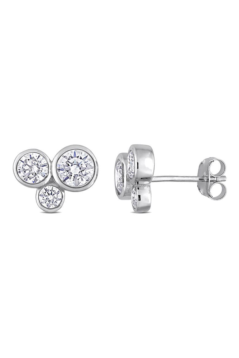 Cubic Zirconia Stud Earrings, Main, color, WHITE