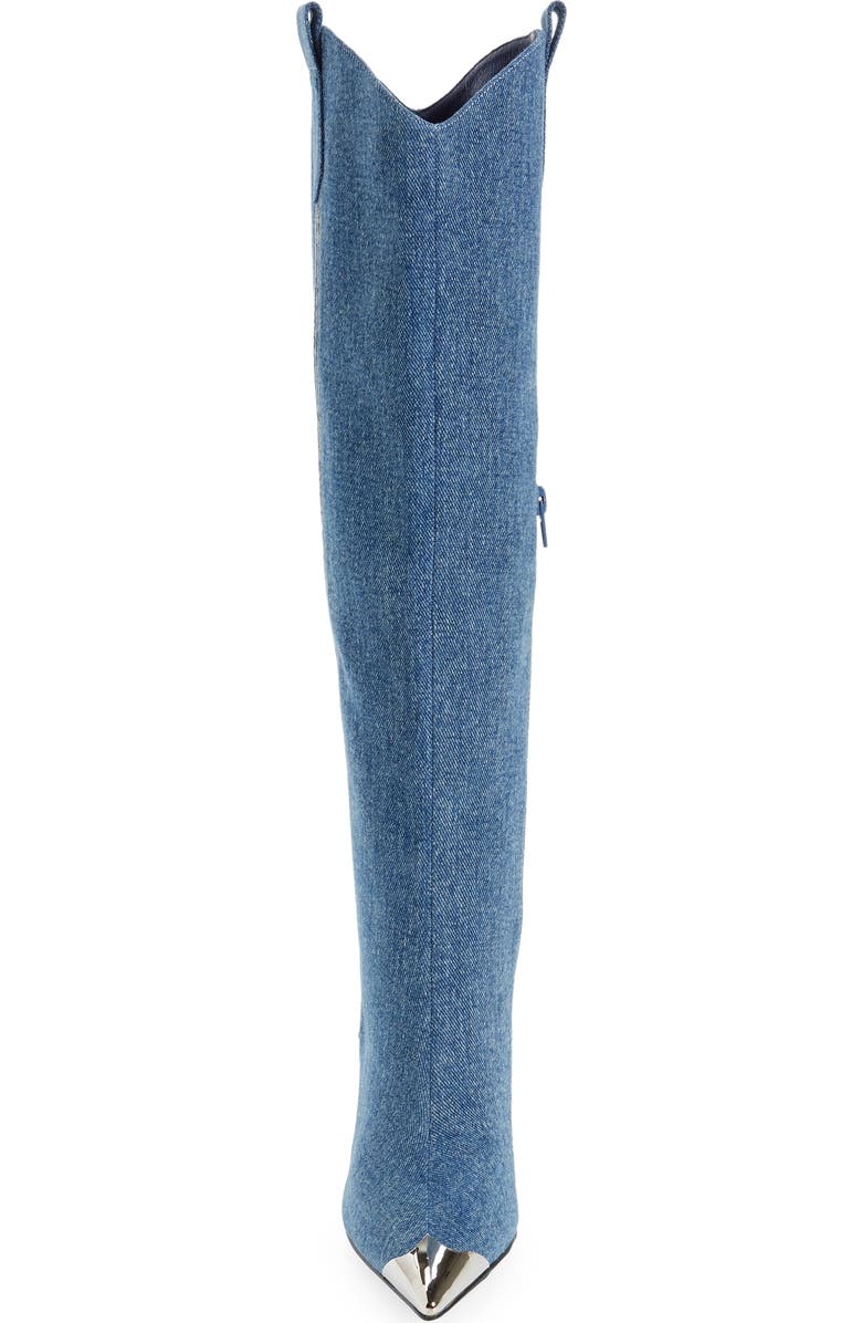 Jeffrey Campbell By Golly Knee High Denim Western Boot, Alternate, color,