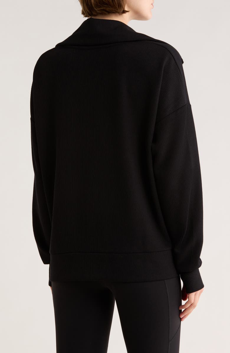 NYDJ Ribbed Scuba Half Zip Sweatshirt, Alternate, color, Black