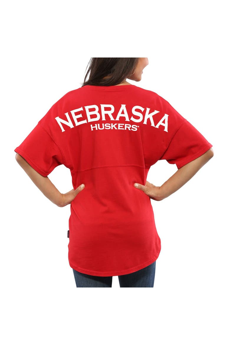 Women's Scarlet Nebraska Huskers Spirit Jersey Oversized T-Shirt, Main, color, Red