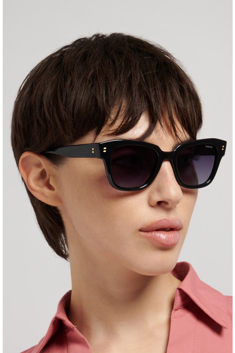 51mm Polarized Cat Eye Sunglasses, Alternate, color, BLACK/ GREY SF PZ