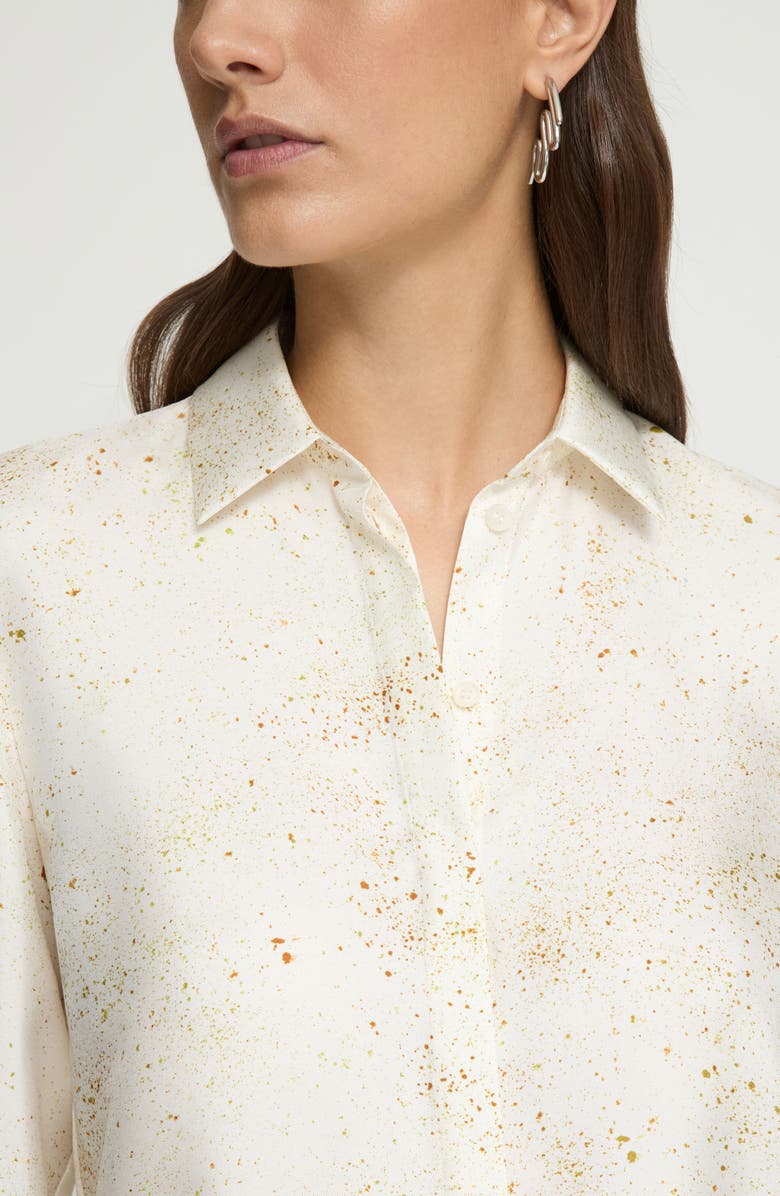 Lafayette 148 New York Scottie Pastel Dust Print Silk Twill Button-Up Shirt, Alternate, color, 