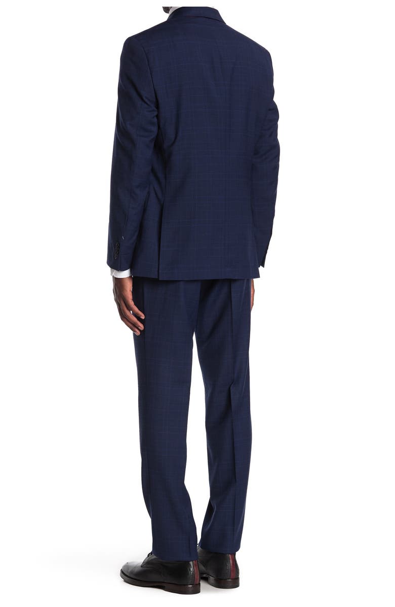 Tommy Hilfiger Blue Plaid Wool Blend Two Button Notch Lapel Slim Fit Suit, Alternate, color,