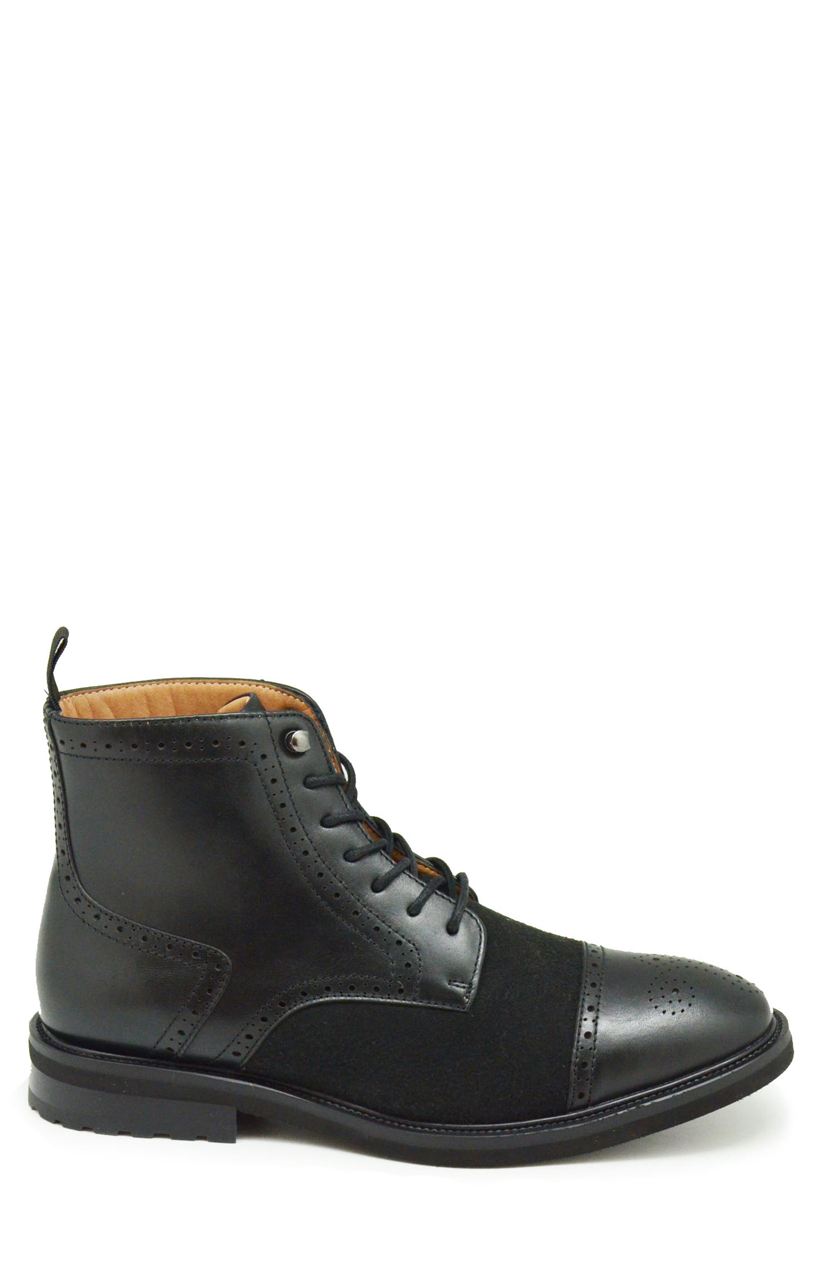 La Milano Questo Brogue Combat Boot, Alternate, color, Black