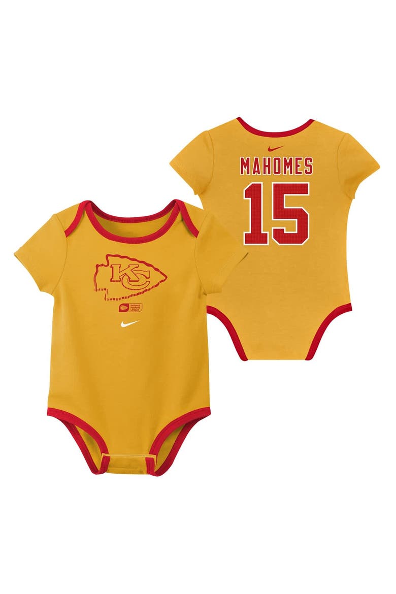 Newborn & Infant Nike Patrick Mahomes Kansas City Chiefs Name & Number 3-Pack Bodysuit Set, Alternate, color, Red