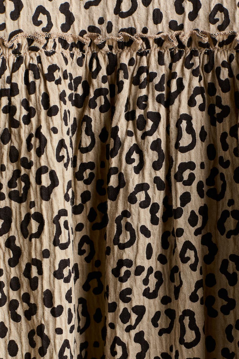 Bow-Detail Crinkled Dress, Alternate, color, Beige/leopard print