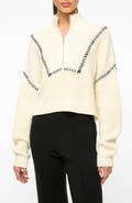 STAUD Hampton Crop Half Zip Sweater