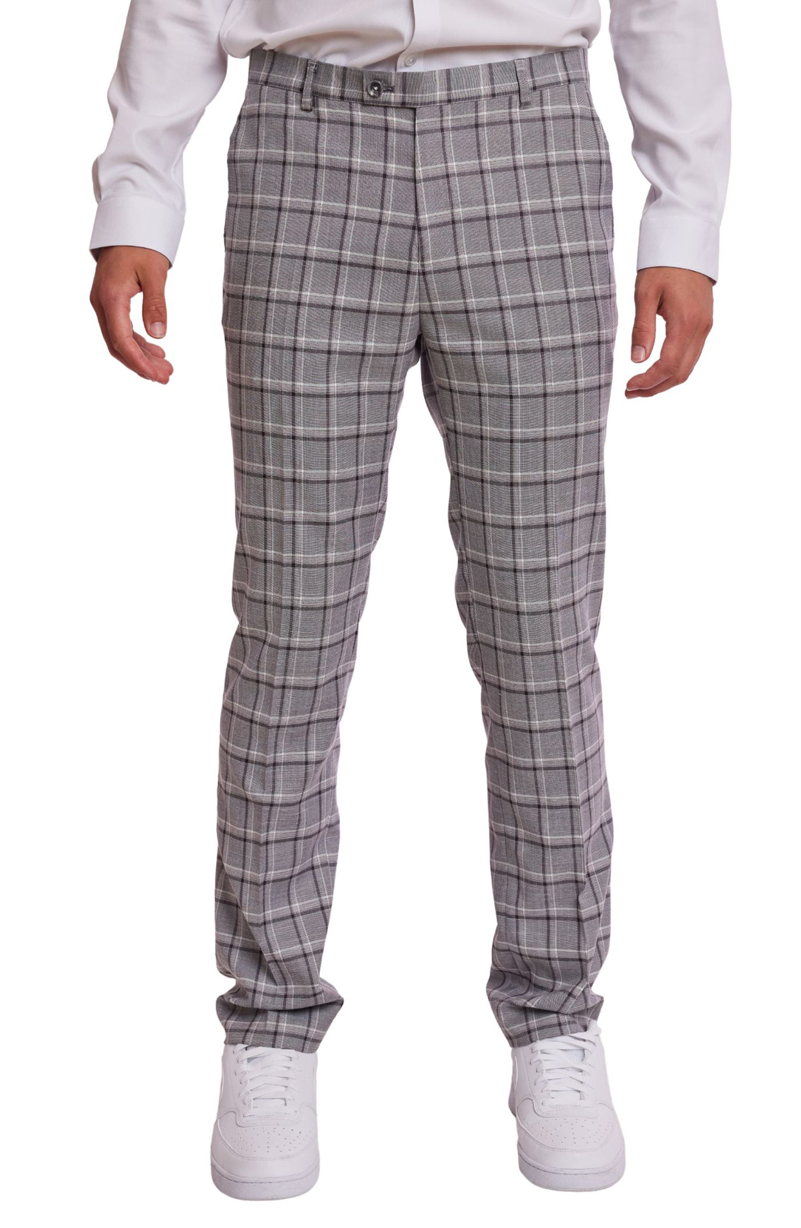 PAISLEY & GRAY Downing Slim Flat Front Windowpane Dress Pants