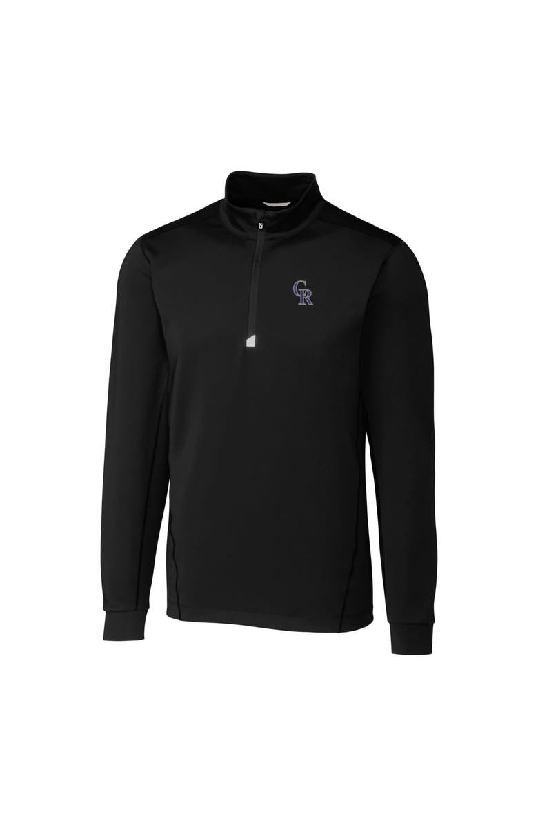 Cutter & Buck Men's Cutter & Buck Black Colorado Rockies Traverse Stretch Quarter-Zip Pullover Top, Alternate, color,