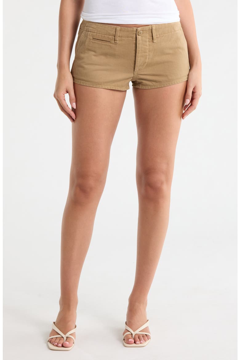Cotton Chino Micro Shorts, Main, color, KHAKI SLUBBY TWILL BROWN