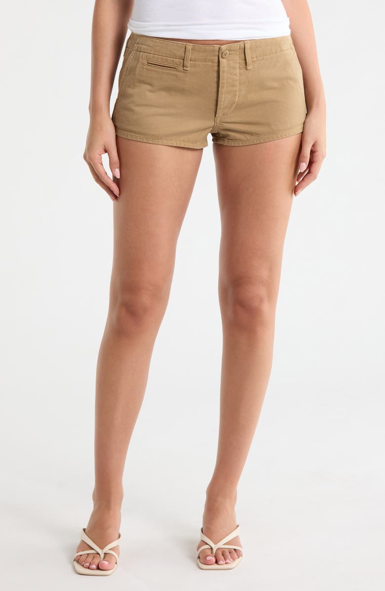 R13 Cotton Chino Micro Shorts, Main, color, Khaki Slubby Twill Brown
