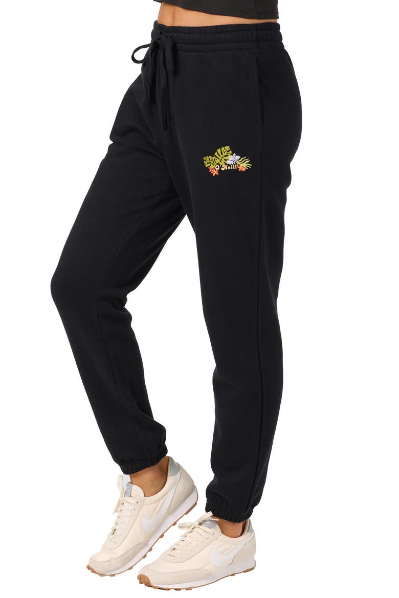 Tropic Floral Relaxed Sweatpants, Alternate, color, BLACK