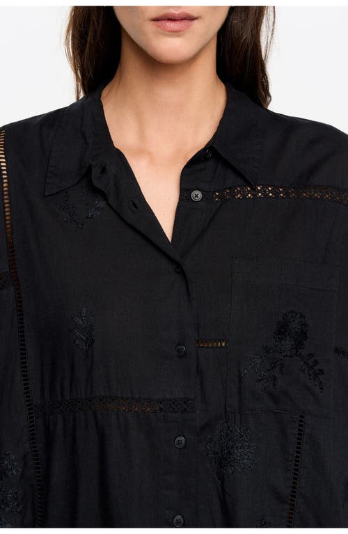 Bimba Y Lola Tonal Embroidery Shirt In Black