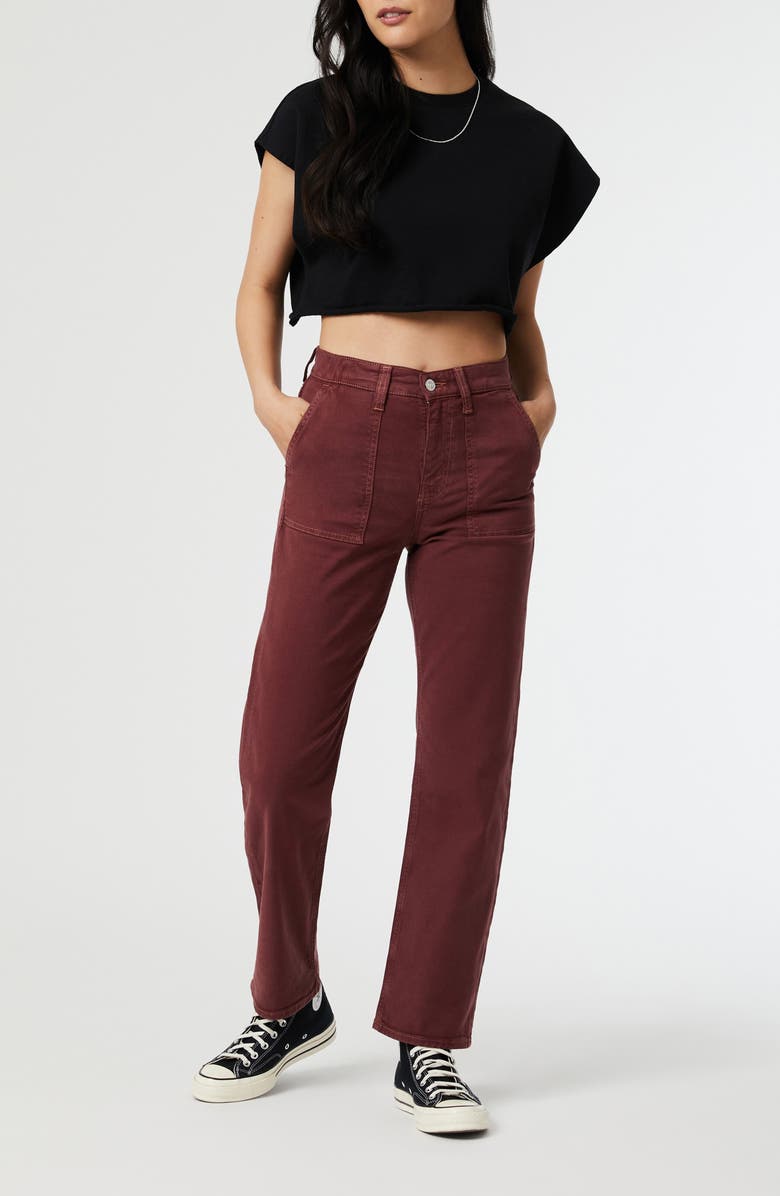 Mavi Jeans Shelia High Waist Relaxed Straight Leg Twill Pants, Alternate, color, Port Luxe Twill