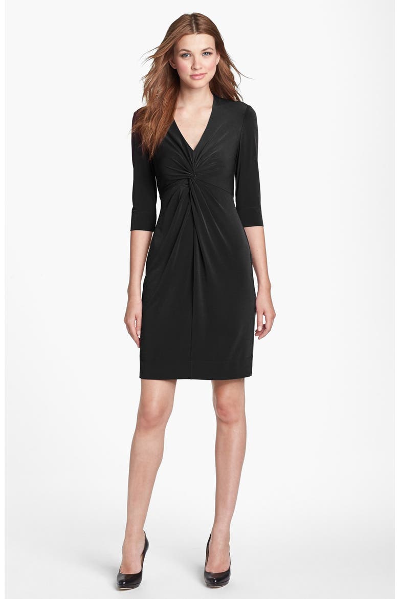 Twist Front Jersey Sheath Dress, Alternate, color, BLACK
