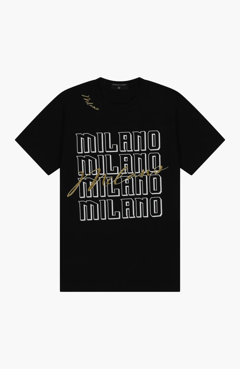 Roberto Vino Milano Front Slim fit Tee, Alternate, color, Black