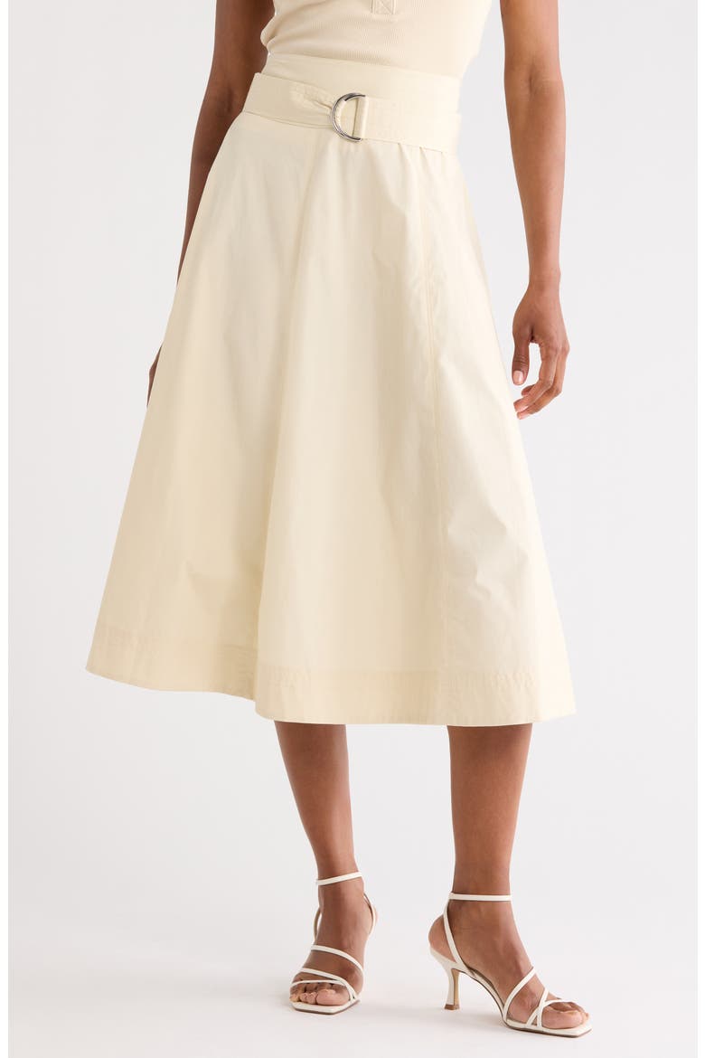 Facia Stretch Cotton Midi Skirt, Main, color, LIMESTONE
