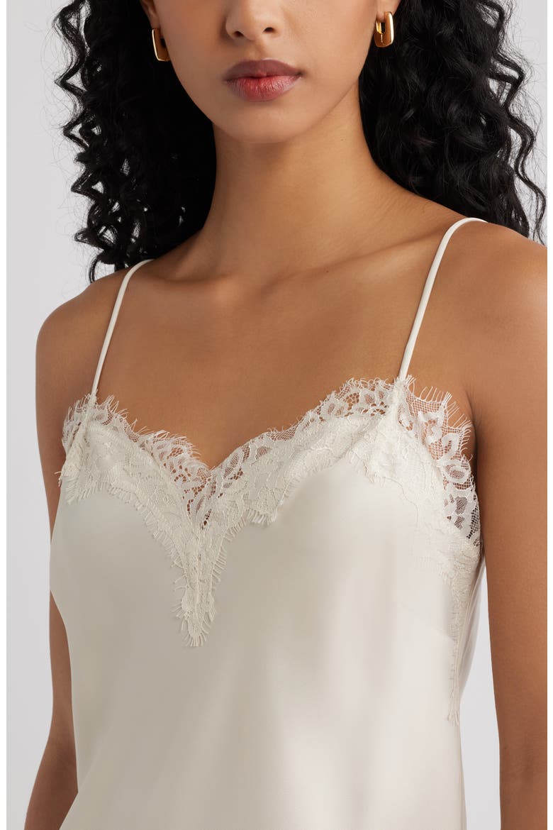 Lace Trim Satin Camisole, Alternate, color, IVORY DOVE
