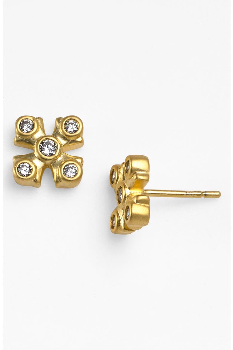 'Femme' Maltese Cross Stud Earrings, Main, color, GOLD