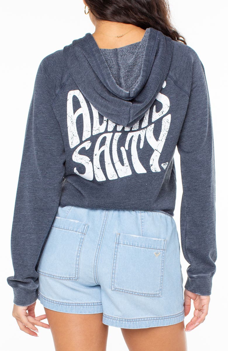 Roxy We Arrived Crop Pullover Hoodie, Alternate, color, Naval Acad