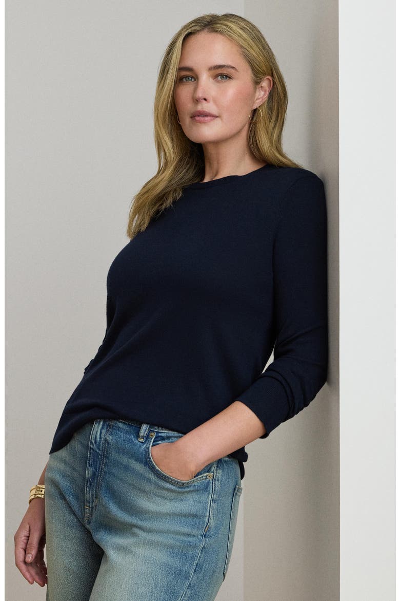 Crewneck Sweater, Alternate, color, LAUREN NAV