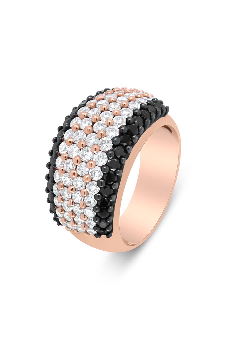 18K Rose Gold 2 1/5 Cttw Black and White Diamond 6 Row Band Ring, Alternate, color, Pink