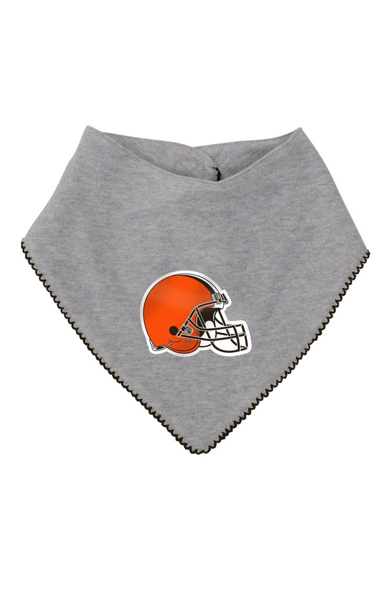 Outerstuff Girls Newborn & Infant Brown/Heathered Gray Cleveland Browns All The Love Bodysuit Bib & Booties Set, Alternate, color, Brown