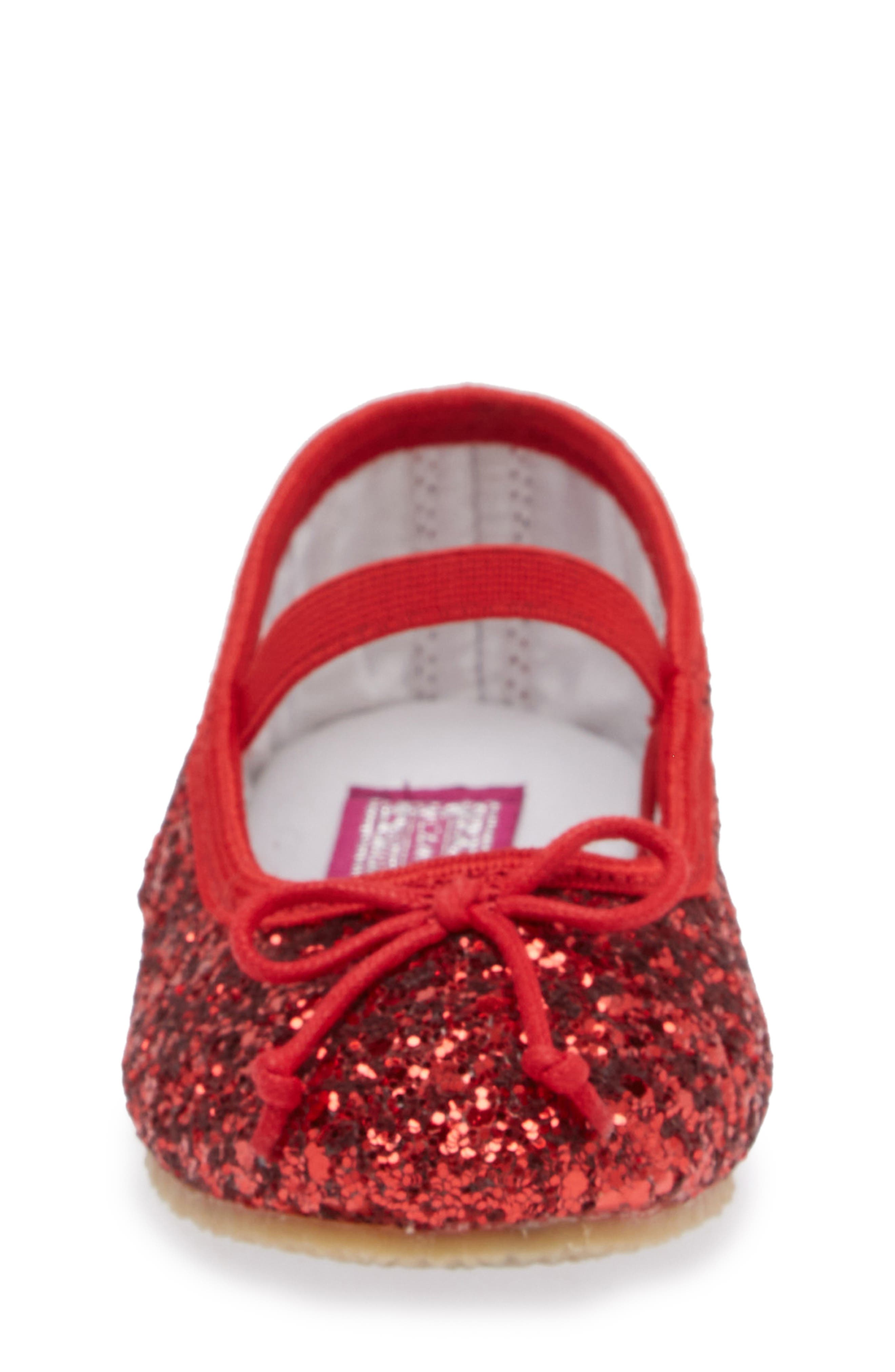 Kids' Victoria Glitter Flat, Alternate, color, GLITTER RED