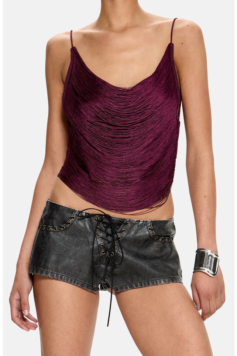 Lavinia Backless Fringe Top, Main, color, BURGUNDY