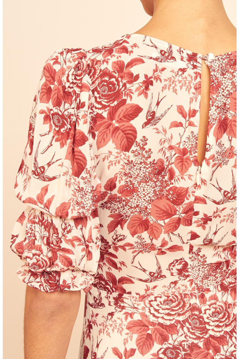 Larchmont Floral Midi Dress, Alternate, color, TOILE DE JOUY
