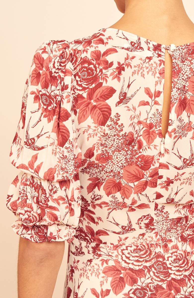 Reformation Larchmont Floral Midi Dress, Alternate, color, 