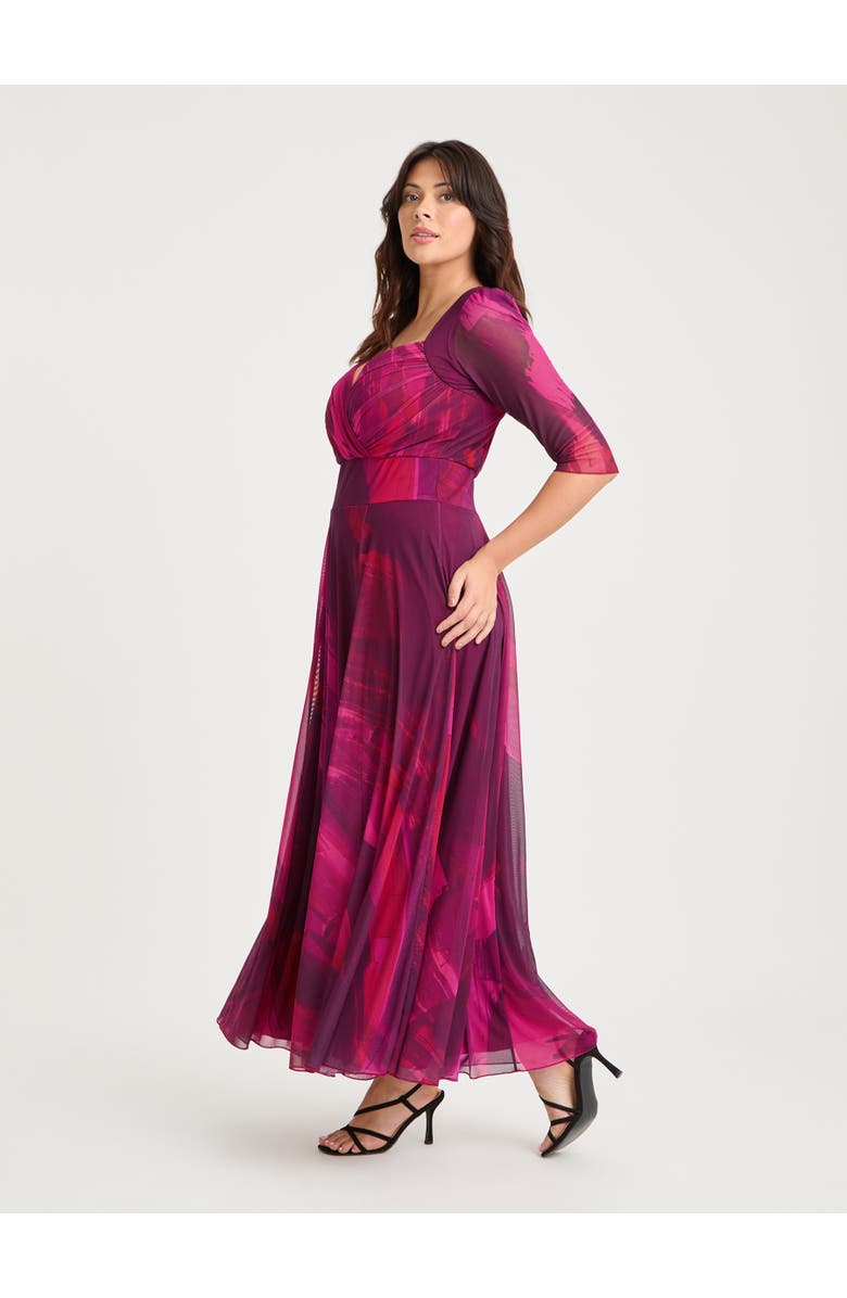 Scarlett & Jo Elizabeth Abstract Print Mesh Maxi Gown, Alternate, color, Wine Abstract