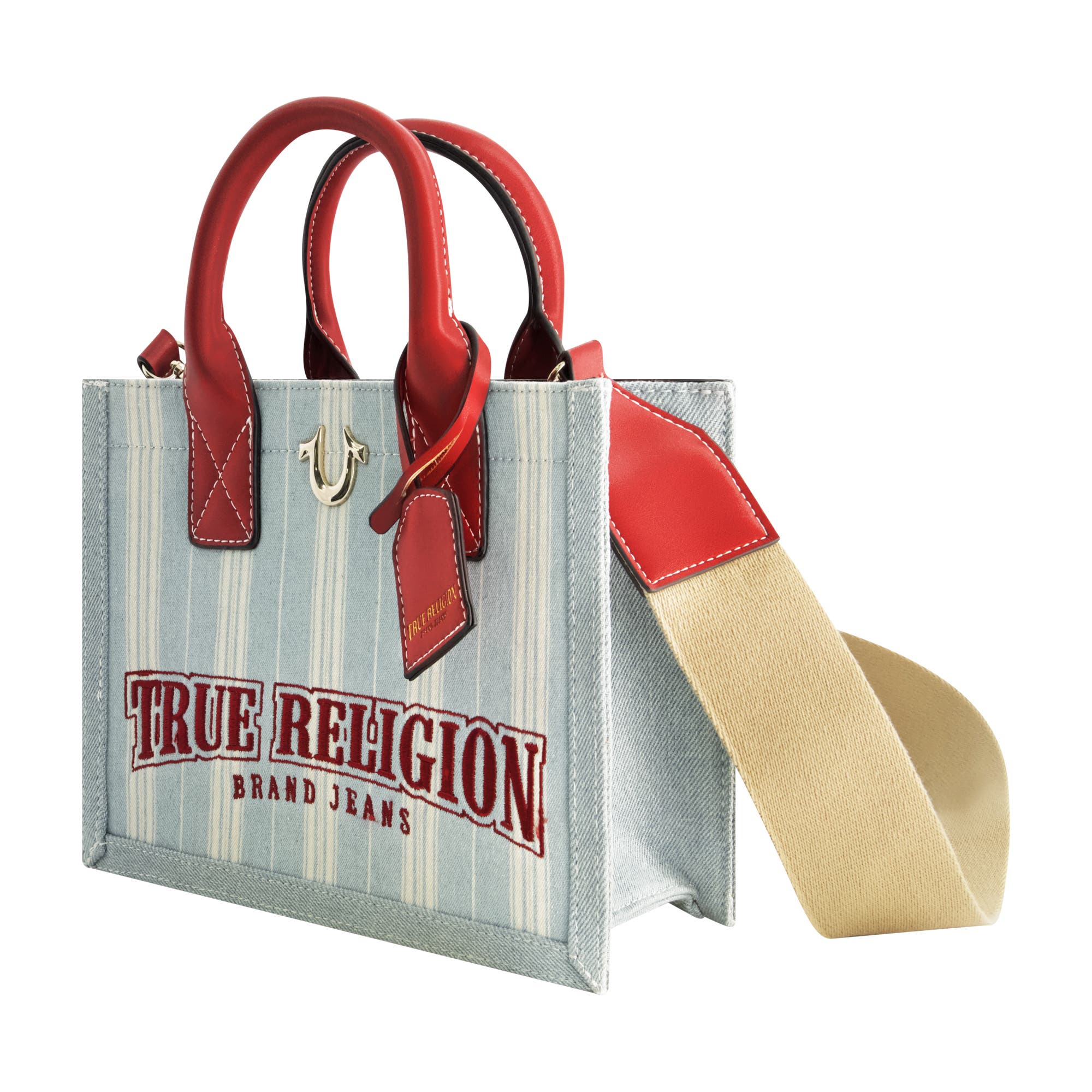 True Religion Denim Stripe Modern Tote, Alternate, color, Denim