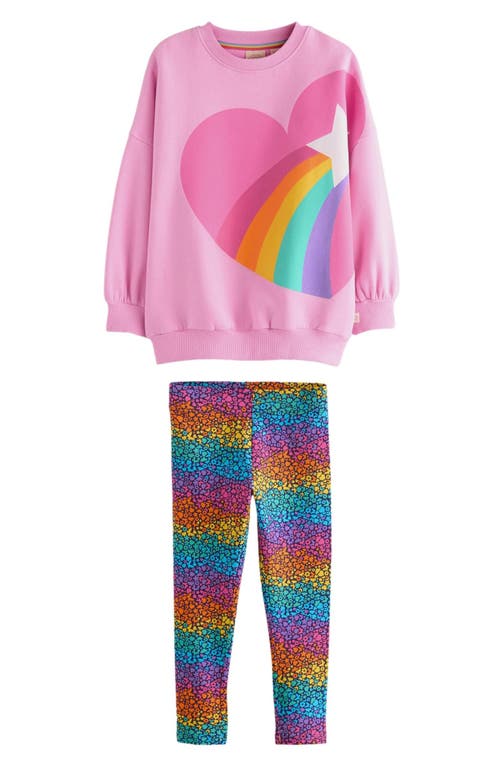 Little Bird Kids' Rainbow Heart Cotton Graphic Sweatshirt & Leggings Set In Pink